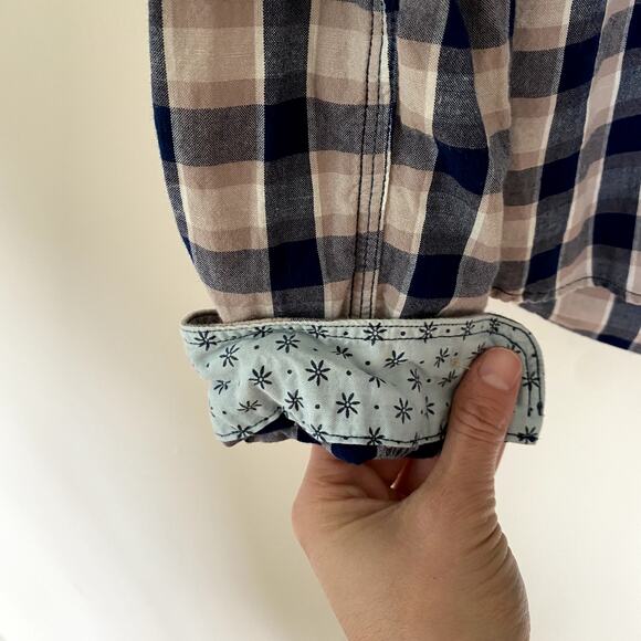 Scotch & Soda 100% Cotton Plaid Long Sleeve Button Up Flip Cuff Shirt Medium - Picture 7 of 7